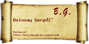 Belovay Gergő névjegykártya